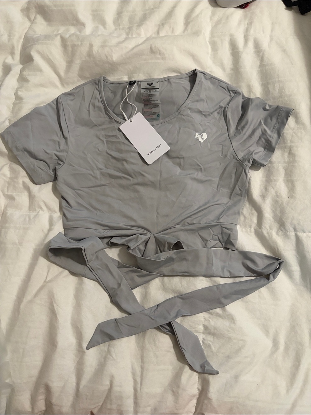 NWT Women’s Best Heather Gray True Tie Crop Top